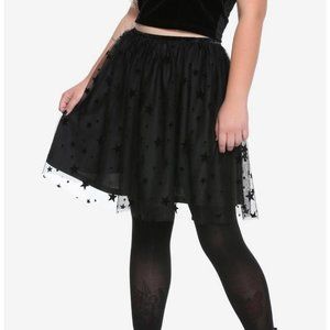 NWT Hot Topic Black Velvet Star Mesh Skirt 2X